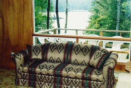 view of the lake through the picture window